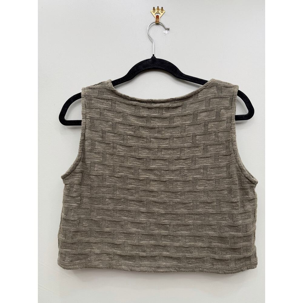 Madewell Basketweave Sweater Vest M Olive Cropped Button Front Knit NN249 - Picture 6 of 6